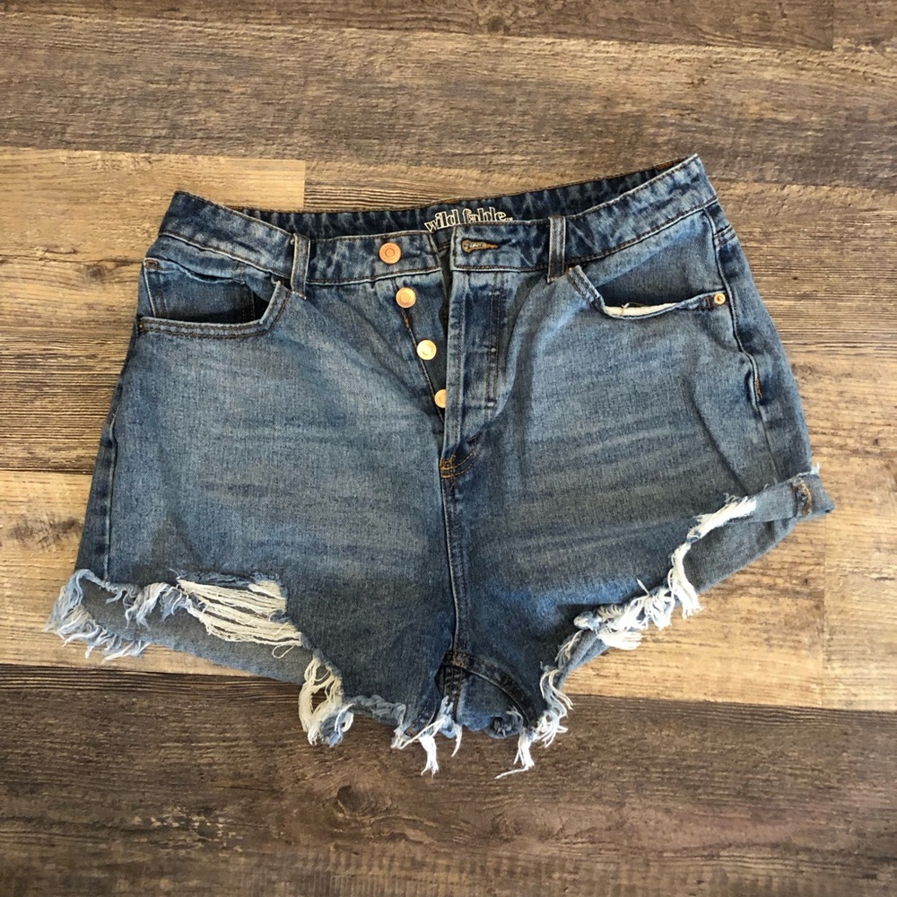 Wild Fable Womens Button Fly Cut Off High Rise Denim Shorts Size 12 EUC
